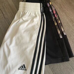 Adidas Kids' Black and White Striped Shorts